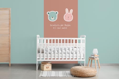 Glücksvilla - Baby-Tapete - Kinderzimmer-Tapete, Tiere, Animals, personalisierbar mit individuellem Text, selbstklebend - 10 Blush (120 x 250 cm BxH), Vliestapete, Wand-Deko Kind Junge Mädchen von Glücksvilla