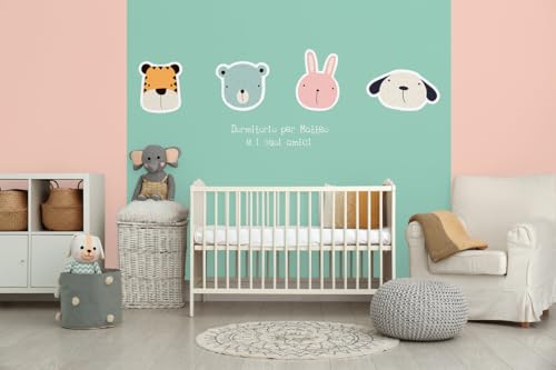 Glücksvilla - Baby-Tapete - Kinderzimmer-Tapete, Tiere, Animals, personalisierbar mit individuellem Text, selbstklebend - 17 Aquamarin (240 x 250 cm BxH), Vliestapete, Wand-Deko Kind Junge Mädchen von Glücksvilla