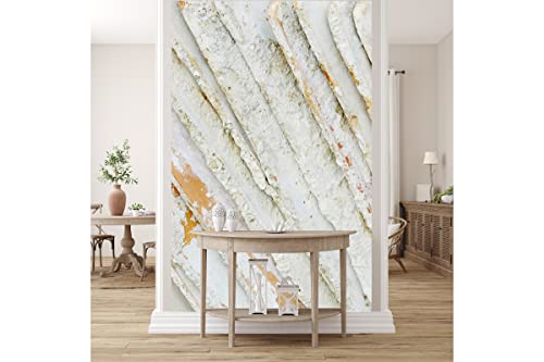 Glücksvilla - Fototapete, selbstklebend (120 x 250 cm (BxH) - div. Maße - Vlies-Tapete XXL Wand-Deko - Weiß 10 - Frankreich Austern-Ziegel Muster Struktur Stein-Optik Fotografie x von Glücksvilla