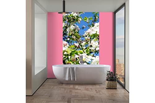 Glücksvilla - Fototapete, selbstklebend (120 x 250 cm (BxH) - div. Maße - Vlies-Tapete XXL moderne Wand-Deko - Apfelblüten-Frühling 3 - Natur Botanik Apfel-Baum Garten Blume Blüte Fotografie von Glücksvilla