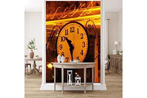 Glücksvilla - Fototapete, selbstklebend (120 x 250 cm (BxH) - div. Maße - Vlies-Tapete XXL moderne Wand-Deko - Im Zeichen der Zeit - Bahnhof Paris Frankreich Uhr Ziffernblatt Bahnhofsuhr x von Glücksvilla