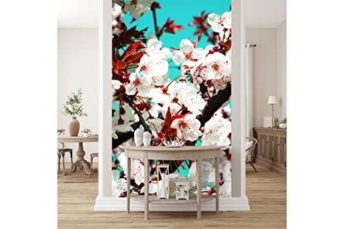 Glücksvilla - Fototapete, selbstklebend (120 x 250 cm BxH) - div. Maße - Vlies-Tapete - Wand-Deko - Japan-Style Kirschblüte 2 - Fotografie Garten-Pflanzen Blumen Blätter Natur x von Glücksvilla