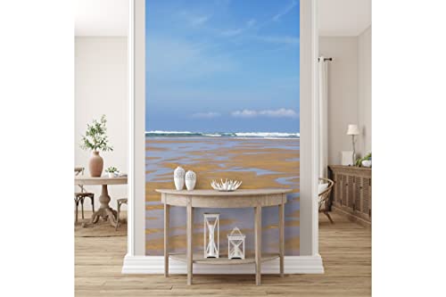 Glücksvilla - Fototapete, selbstklebend (120 x 300 cm (BxH) - div. Maße - Vlies-Tapete - Wand-Deko - À la plage de Biscarosse 15 - Frankreich Atlantik Meer Sand Strand Mensch Aquitanien x von Glücksvilla
