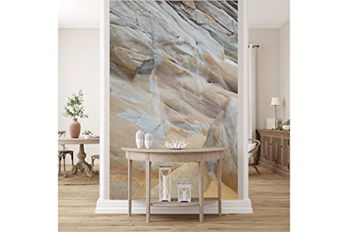 Glücksvilla - Fototapete, selbstklebend (120 x 300 cm (BxH) - div. Maße - Vlies-Tapete XXL Wand-Deko - Felsformen - Frankreich Bretagne Fels Stein Steinoptik Klippen Strand Fotografie x von Glücksvilla