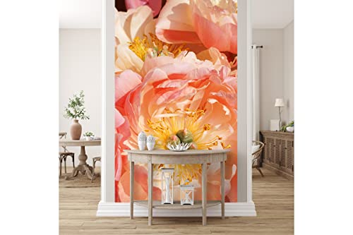 Glücksvilla - Fototapete, selbstklebend (120 x 300 cm (BxH) - div. Maße - Vlies-Tapete XXL Wand-Deko - Rosa Pfingstrosen-Blüte - Paeonia lactiflora Blume Blüte Pflanze Garten Fotografie x von Glücksvilla
