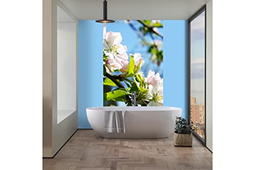 Glücksvilla - Fototapete, selbstklebend (120 x 300 cm (BxH) - div. Maße - Vlies-Tapete XXL moderne Wand-Deko - Apfelblüten-Frühling 2 - Natur Botanik Apfel-Baum Garten Blume Blüte Fotografie von Glücksvilla