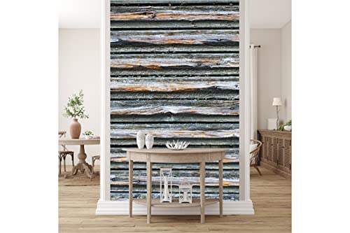 Glücksvilla - Fototapete, selbstklebend (120 x 300 cm (BxH) - div. Maße - Vlies-Tapete XXL moderne Wand-Deko - Holz-Details 8 - Holzwand Holztür Holz-Optik Struktur Detail moderne Fotografie von Glücksvilla
