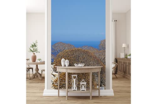 Glücksvilla - Fototapete, selbstklebend (120 x 300 cm BxH) - div. Maße - Vlies-Tapete - Wand-Deko - Wilde Macchia auf Naxos - maritime Fotografie Meer Klippe Sträucher Natur x von Glücksvilla