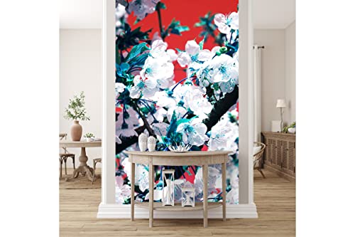 Glücksvilla - Fototapete, selbstklebend (120 x 300 cm BxH) - div. Maße - Vlies-Tapete XXL Wand-Deko - Japan-Style Kirschblüte 1 - Fotografie Garten-Pflanzen Blumen Blätter Natur x von Glücksvilla