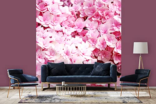 Glücksvilla - Fototapete, selbstklebend (240 x 250 cm (BxH) - div. Maße - Vlies-Tapete - Wand-Deko - Rosa Hortensien-Blüten - Hydrangea Blume Blüte Sakura Pflanze Garten Fotografie x von Glücksvilla