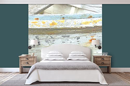Glücksvilla - Fototapete, selbstklebend (240 x 250 cm (BxH) - div. Maße - Vlies-Tapete - Wand-Deko - Schönheit eines Bootswracks - Frankreich Holz-Boot Schiff Meer Atlantik Bretagne x von Glücksvilla