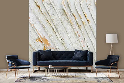 Glücksvilla - Fototapete, selbstklebend (240 x 250 cm (BxH) - div. Maße - Vlies-Tapete XXL Wand-Deko - Weiß 10 - Frankreich Austern-Ziegel Muster Struktur Stein-Optik Fotografie x von Glücksvilla
