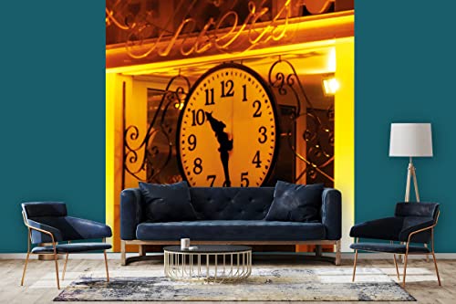 Glücksvilla - Fototapete, selbstklebend (240 x 250 cm (BxH) - div. Maße - Vlies-Tapete XXL moderne Wand-Deko - Im Zeichen der Zeit - Bahnhof Paris Frankreich Uhr Ziffernblatt Bahnhofsuhr x von Glücksvilla