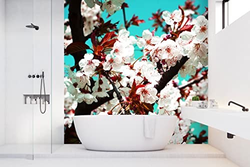 Glücksvilla - Fototapete, selbstklebend (240 x 250 cm BxH) - div. Maße - Vlies-Tapete XXL Wand-Deko - Japan-Style Kirschblüte 2 - Fotografie Garten-Pflanzen Blumen Blätter Natur x von Glücksvilla