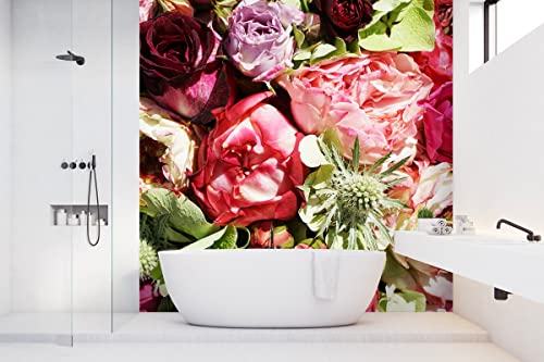 Glücksvilla - Fototapete, selbstklebend (240 x 250 cm BxH) - div. Maße - Vlies-Tapete XXL Wand-Deko - Rosenmeer 2 - florale Fotografie Blume Rose Blüte Garten-Pflanze Natur Botanik x von Glücksvilla