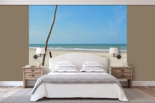 Glücksvilla - Fototapete, selbstklebend (240 x 300 cm (BxH) - div. Maße - Vlies-Tapete XXL Wand-Deko - Zeichen am Meer - Meer Holz Strand Bretagne Frankreich Atlantik Fotografie x von Glücksvilla