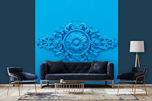 Glücksvilla - Fototapete, selbstklebend (240 x 300 cm (BxH) - div. Maße - Vlies-Tapete XXL moderne Wand-Deko - Ornamente 1 - blaue Verzierung Blume Blüte Tür Metall Fotografie x von Glücksvilla