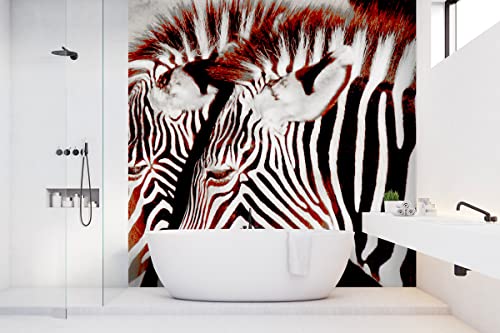 Glücksvilla - Fototapete, selbstklebend (240 x 300 cm (BxH) - div. Maße - Vlies-Tapete - moderne Wand-Deko - Zebraliebe 1 - Zebra Tiere Wildpferd Natur Afrika Liebe Fotografie x von Glücksvilla