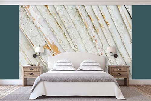 Glücksvilla - Fototapete, selbstklebend (360 x 300 cm (BxH) - div. Maße - Vlies-Tapete - Wand-Deko - Weiß 10 - Frankreich Austern-Ziegel Muster Struktur Stein-Optik Fotografie x von Glücksvilla