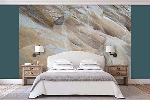 Glücksvilla - Fototapete, selbstklebend (360 x 300 cm (BxH) - div. Maße - Vlies-Tapete XXL Wand-Deko - Felsformen - Frankreich Bretagne Fels Stein Steinoptik Klippen Strand Fotografie x von Glücksvilla