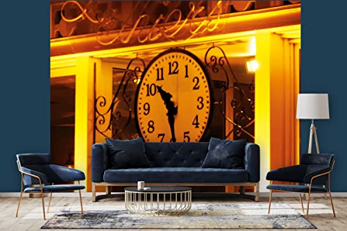 Glücksvilla - Fototapete, selbstklebend (360 x 300 cm (BxH) - div. Maße - Vlies-Tapete XXL moderne Wand-Deko - Im Zeichen der Zeit - Bahnhof Paris Frankreich Uhr Ziffernblatt Bahnhofsuhr x von Glücksvilla