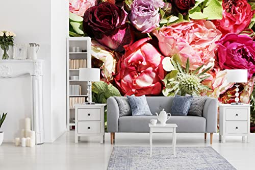 Glücksvilla - Fototapete, selbstklebend (360 x 300 cm BxH) - div. Maße - Vlies-Tapete - Wand-Deko - Rosenmeer 2 - florale Fotografie Blume Rose Blüte Garten-Pflanze Natur Botanik x von Glücksvilla