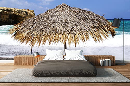 Glücksvilla - Fototapete, selbstklebend (480 x 250 cm (BxH) - div. Maße - Vlies-Tapete - Wand-Deko - Kreta - Spilies Beach - Griechenland Insel Strand Mittelmeer Fotografie x von Glücksvilla