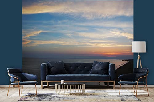 Glücksvilla - Fototapete, selbstklebend (480 x 250 cm (BxH) - div. Maße - Vlies-Tapete XXL Wand-Deko - Abendstimmung 2 - Meer Strand Bretagne Frankreich Atlantik moderne Fotografie x von Glücksvilla