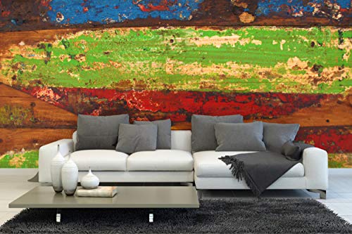 Glücksvilla - Fototapete, selbstklebend (480 x 250 cm (BxH) - div. Maße - Vlies-Tapete XXL moderne Wand-Deko - Holz-Details 4 - shabby Holzwand Brett Bretterwand Struktur Detail x von Glücksvilla