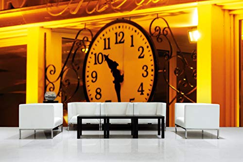 Glücksvilla - Fototapete, selbstklebend (480 x 250 cm (BxH) - div. Maße - Vlies-Tapete XXL moderne Wand-Deko - Im Zeichen der Zeit - Bahnhof Paris Frankreich Uhr Ziffernblatt Bahnhofsuhr x von Glücksvilla