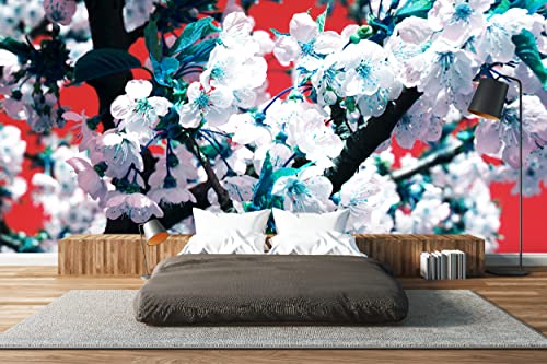 Glücksvilla - Fototapete, selbstklebend (480 x 300 cm BxH) - div. Maße - Vlies-Tapete XXL Wand-Deko - Japan-Style Kirschblüte 1 - Fotografie Garten-Pflanzen Blumen Blätter Natur x von Glücksvilla