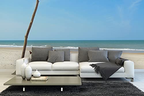 Glücksvilla - Fototapete, selbstklebend (600 x 250 cm (BxH) - div. Maße - Vlies-Tapete - Wand-Deko - Zeichen am Meer - Meer Holz Strand Bretagne Frankreich Atlantik Fotografie x von Glücksvilla