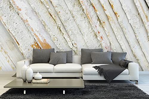 Glücksvilla - Fototapete, selbstklebend (600 x 250 cm (BxH) - div. Maße - Vlies-Tapete XXL Wand-Deko - Weiß 10 - Frankreich Austern-Ziegel Muster Struktur Stein-Optik Fotografie von Glücksvilla