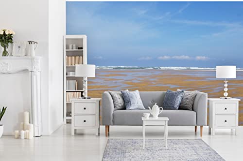 Glücksvilla - Fototapete, selbstklebend (600 x 300 cm (BxH) - div. Maße - Vlies-Tapete XXL Wand-Deko - À la plage de Biscarosse 15 - Frankreich Atlantik Meer Sand Strand Mensch Aquitanien x von Glücksvilla