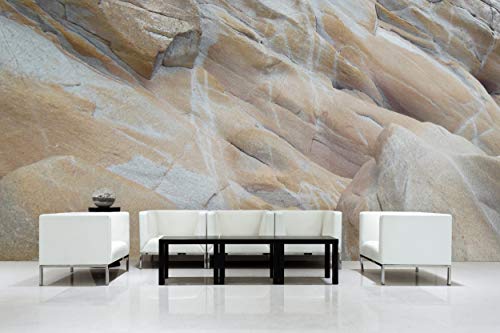 Glücksvilla - Fototapete, selbstklebend (600 x 300 cm (BxH) - div. Maße - Vlies-Tapete XXL Wand-Deko - Felsformen - Frankreich Bretagne Fels Stein Steinoptik Klippen Strand Fotografie x von Glücksvilla