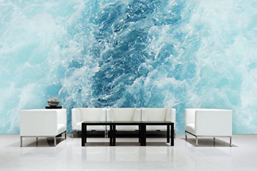 Glücksvilla - Fototapete, selbstklebend (600 x 300 cm (BxH) - div. Maße - Vlies-Tapete XXL Wand-Deko - Meeresstrudel 1 - Strand Wellen Brandung Naxos Küste türkis Fotografie x von Glücksvilla