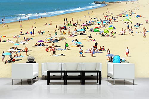 Glücksvilla - Fototapete, selbstklebend (600 x 300 cm (BxH) - div. Maße - Vlies-Tapete XXL Wand-Deko - Menschen am Meer 12 - Frankreich Atlantik Meer Sand Strand Mensch Charente x von Glücksvilla