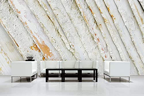 Glücksvilla - Fototapete, selbstklebend (600 x 300 cm (BxH) - div. Maße - Vlies-Tapete XXL Wand-Deko - Weiß 10 - Frankreich Austern-Ziegel Muster Struktur Stein-Optik Fotografie x von Glücksvilla