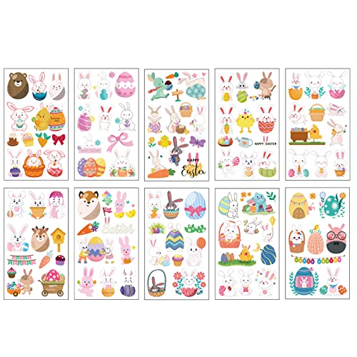 10 Blätter Fensterbilder Ostern Selbstklebend Frühling Osterdekoration, Aufkleber Fenstersticker Wiederverwendbare Ostern Sticker mit Osterhase Ostereier Osterküken für Fensterdeko (White, One Size) von Glücksvogel