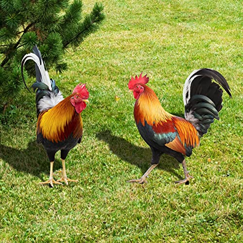 2PC Huhn Gartenstecker Gartendeko Huhn Gartenfiguren Deko Handarbeit Henne Gartenstatue Dekorative Tiere Figuren Gartenstecker Harz Huhn Statue Bauernhof Terrasse Balkon Blumentopf Wohnzimmer Deko von Glücksvogel