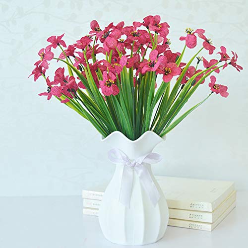 2PC Künstliche Blumen Orchidee Kunstblumen Seidenblumen Strauß 5 Zweig Blumenstrauß Künstlich Brautstrauß Hochzeitsstrauß Braut Blumenarrangement für Haus Garten Vase Hochzeit von Glücksvogel