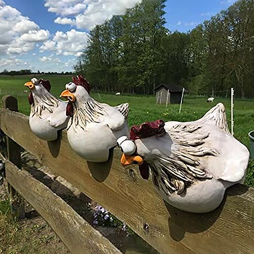 3 Stück Huhn Gartendeko Tierfigur Gartenstecker Huhn Deko Hühner Figuren Garten Huhn Handarbeit Ornament Tiere Gartenstatue Dekorative Henne Huhn Gartenfigur Harz Statue für Bauernhof Balkon Deko von Glücksvogel