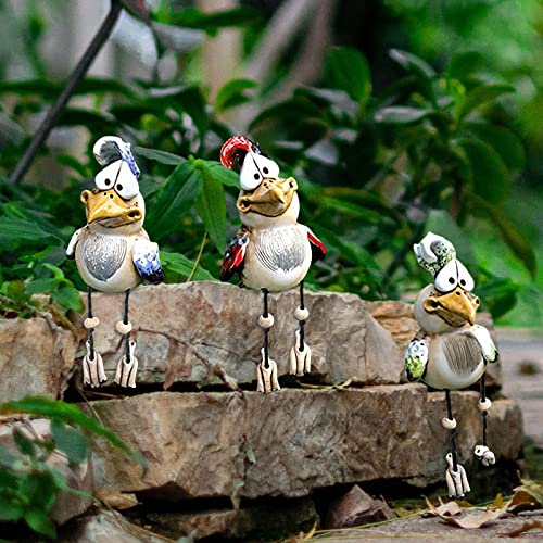 3 Stück Huhn Gartenstecker Hahn Gartendeko Henne Handmade Hühner Deko Garten Statuen Outdoor-Dekoration Huhn Gartenstatue Tiere Gartenfigur Ornament für Draußen und Drinnen Gartendeko Frühling von Glücksvogel