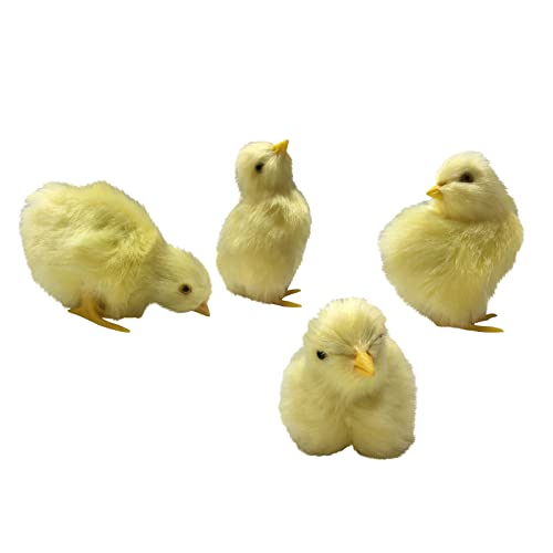 4PC Osterdeko Plüsch Küken Ornament Mini Osterküken Ostern Dekoration Plüschtier Küken Ornament Flauschige Mini Küken Ostern Huhn Tier Figur Plüsch Party Handwerk Frühling Tischdeko (A, One Size) von Glücksvogel