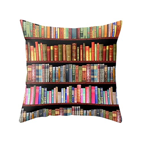 Glücksvogel Kissenbezug Antike Bücher Muster Dekorativ Kissenhülle 45 x 45 Kissenbezug Dekokissen Sofakissen Luxus Deko Couchkissen Bezug Zierkissen für Sofa Wohnzimmer 45x45 cm (B, One Size) von Glücksvogel