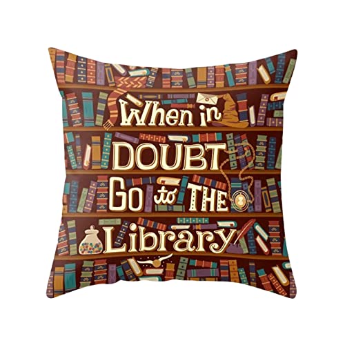 Glücksvogel Kissenbezug Antike Bücher Muster Dekorativ Kissenhülle 45 x 45 Kissenbezug Dekokissen Sofakissen Luxus Deko Couchkissen Bezug Zierkissen für Sofa Wohnzimmer 45x45 cm (C, One Size) von Glücksvogel