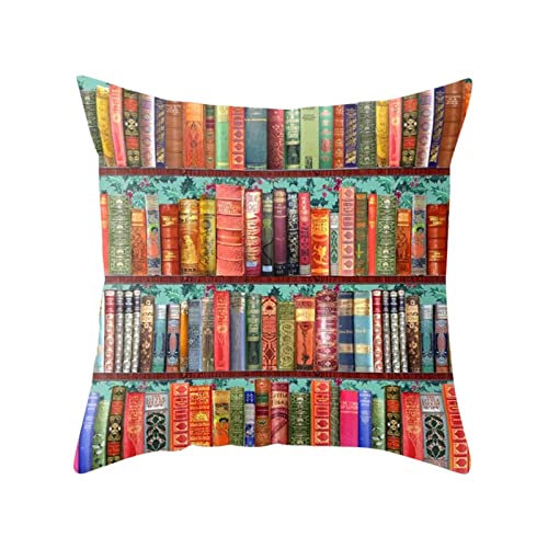 Glücksvogel Kissenbezug Antike Bücher Muster Dekorativ Kissenhülle 45 x 45 Kissenbezug Dekokissen Sofakissen Luxus Deko Couchkissen Bezug Zierkissen für Sofa Wohnzimmer 45x45 cm (D, One Size) von Glücksvogel