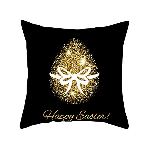 Hasen Ostern Kissenbezug, Osterdeko 45x45 cm Modern Blumen Frohe Ostern Kissenbezug Winter Frühling Sommer Saisonnal Happy Easter Häschen Kissenhülle Zierkissenbezug Couch Wohnzimmer (A, One Size) von Glücksvogel