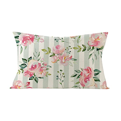 Kissenbezüge Frühling Outdoor Schmetterling Blumen Kissenbezug Patio Garten Sommer Kissenhülle Polyester Leinen Dekorativ Kissen Home Dekor für Wohnzimmer Terrasse Büro Auto Couch,50x30 (I, One Size) von Glücksvogel