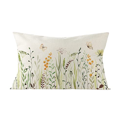 Kissenbezüge Frühling Outdoor Schmetterling Blumen Kissenbezug Patio Garten Sommer Kissenhülle Polyester Leinen Dekorativ Kissen Home Dekor für Wohnzimmer Terrasse Büro Auto Couch,50x30 (K, One Size) von Glücksvogel